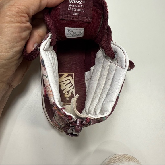 Vans Kids Floral High-Top Shoes - Burgundy and White - Picture 4 of 13